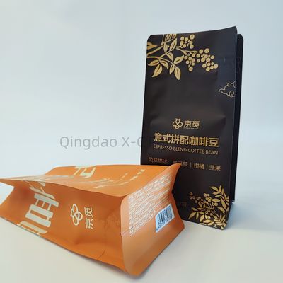 Tas segel delapan sisi fleksibel dengan katup, Zipper berdiri kantong kopi