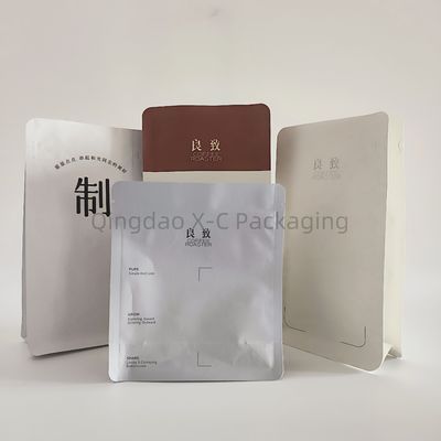 Flat Bottom 8 Side Sealing Bag Plastik Heat Sealing Bag Dengan Zip Lock One Way Valve