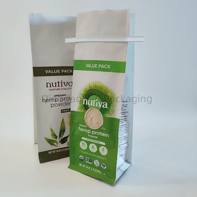 Disesuaikan 8 Side Seal Stand Up Kantong Dengan Tin Tie Datar Bagian Bawah Untuk Bubuk Protein