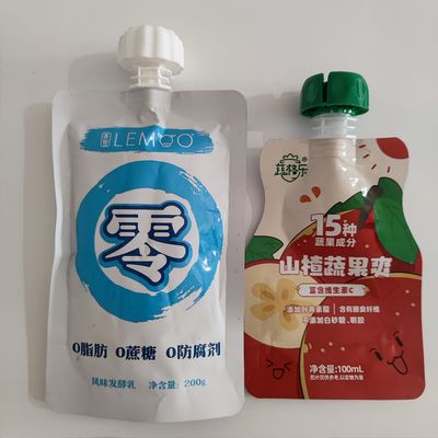Spout Stand Up Bag Jus Susu Teh Susu Kedelai Minuman Energi Anggur Koktail Susu Cairan Buah Puree Ketchup Saus Penyedutan Spout Bag
