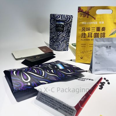 Penyimpanan Makanan Kacang Kopi Biji Makanan Berkualitas Kantong Kertas Kraft Dengan Jendela berdiri Kantong Hitam Doypack Zip Lock