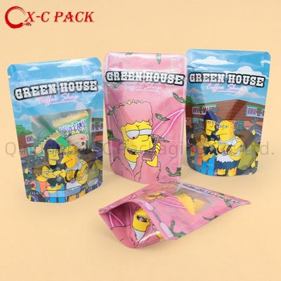 3 Side Seal Flat Zipper Stand Up Bags Untuk Makanan ringan Dan Kopi Dengan Jendela Hingga 11 Warna