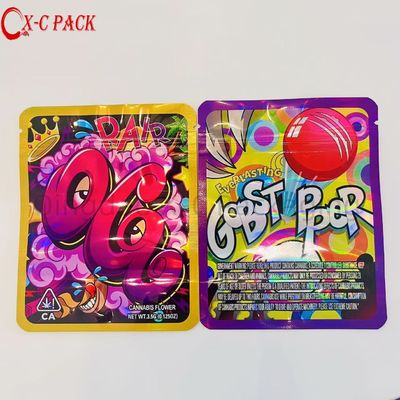 3.5g 7g 14g 28g Custom Proof Smell Print Box Cali Pack Cookie Packaging Gummy 1 Oz Mylar Bag