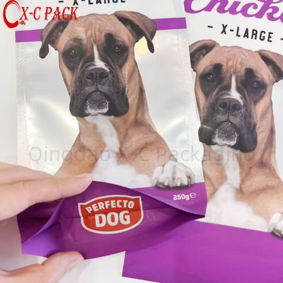 250g Custom Printed Pet Food Packaging Bag Pabrik Harga Grosir Daur Ulang Lapan Sisi Segel Dog Food Packaging Bag