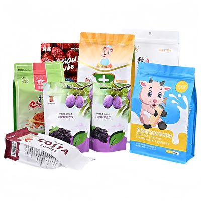 Stand Up Bag Printing Custom Aroma Proof Clear Tea Snack Kemasan Plastik